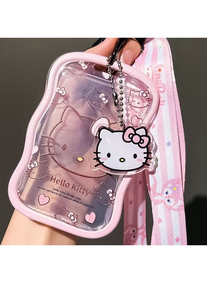 NIBEMINENT 1 - قطعة حب كاتي قطة كيبوب حامل بطاقة الصور قلادة سلسلة مفاتيح حامل بطاقة الهوية حامل بطاقة الهوية واقي بطاقة الصور للمدرسة بطاقة الهوية مكتب بطاقة الوصول للنساء الفتيات