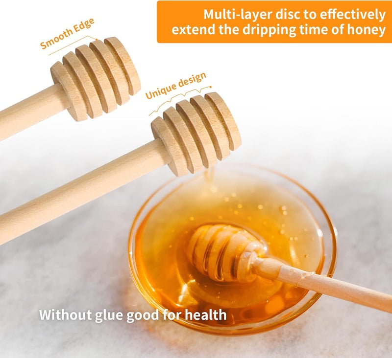 YEUIKERR 100 Pack Mini Honey Dipper Stick, 3 Inch Wooden Honey Comb Wand, Mini Wood Honey Stirrer Stick for Honey Jar Dispense Drizzle Honey and Wedding Party - Image 4