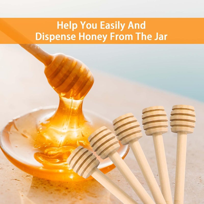 YEUIKERR 100 Pack Mini Honey Dipper Stick, 3 Inch Wooden Honey Comb Wand, Mini Wood Honey Stirrer Stick for Honey Jar Dispense Drizzle Honey and Wedding Party - Image 3