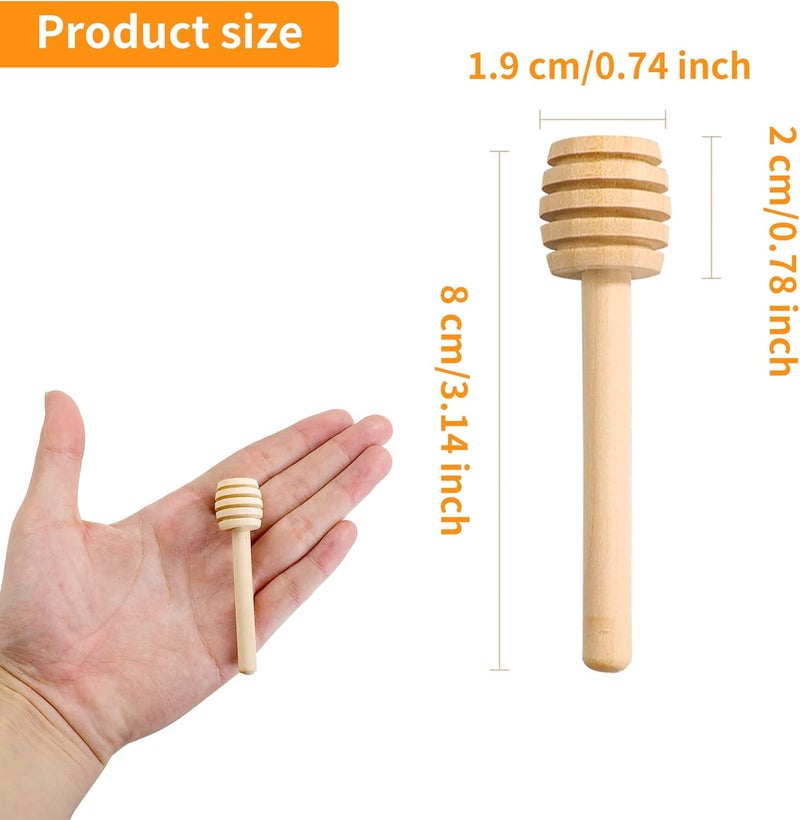 YEUIKERR 100 Pack Mini Honey Dipper Stick, 3 Inch Wooden Honey Comb Wand, Mini Wood Honey Stirrer Stick for Honey Jar Dispense Drizzle Honey and Wedding Party - Image 2