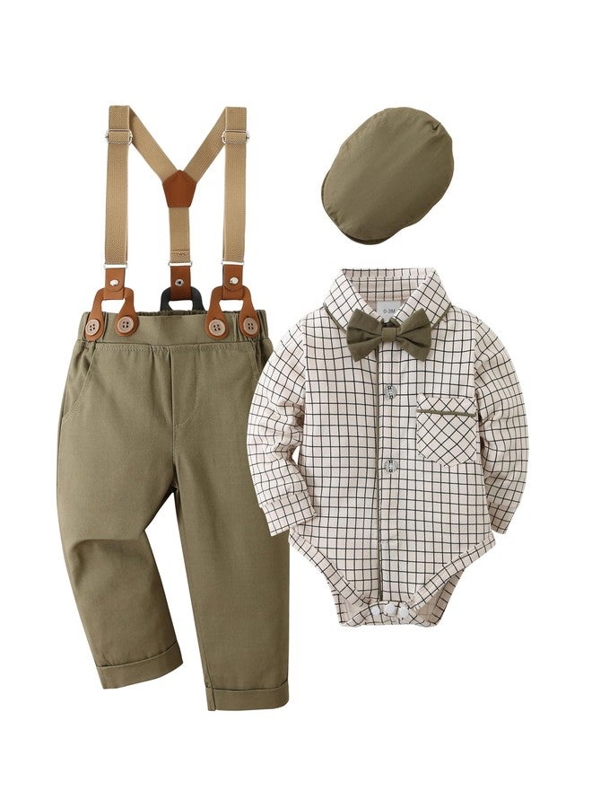 nilikastta Baby Baptism Outfit Boy Baby Boy Gentleman Outfit Baby Boy Clothes Dress Shirt/Bowtie/Suspender Pants Set 12-18Months - Image 1