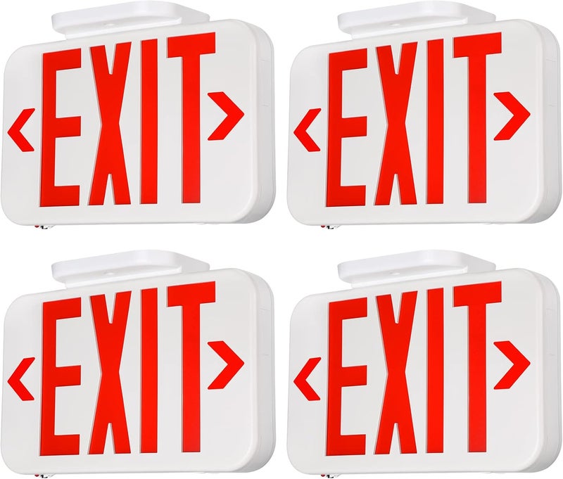 TORCHSTAR LED Exit Sign, Emergency Exit Light with Battery Backup, Double Face, UL 924, AC 120/277V, Damp Location, Hardwired Red Letter Exit Lights for Business Indoor, Pack of 4 - Image 1