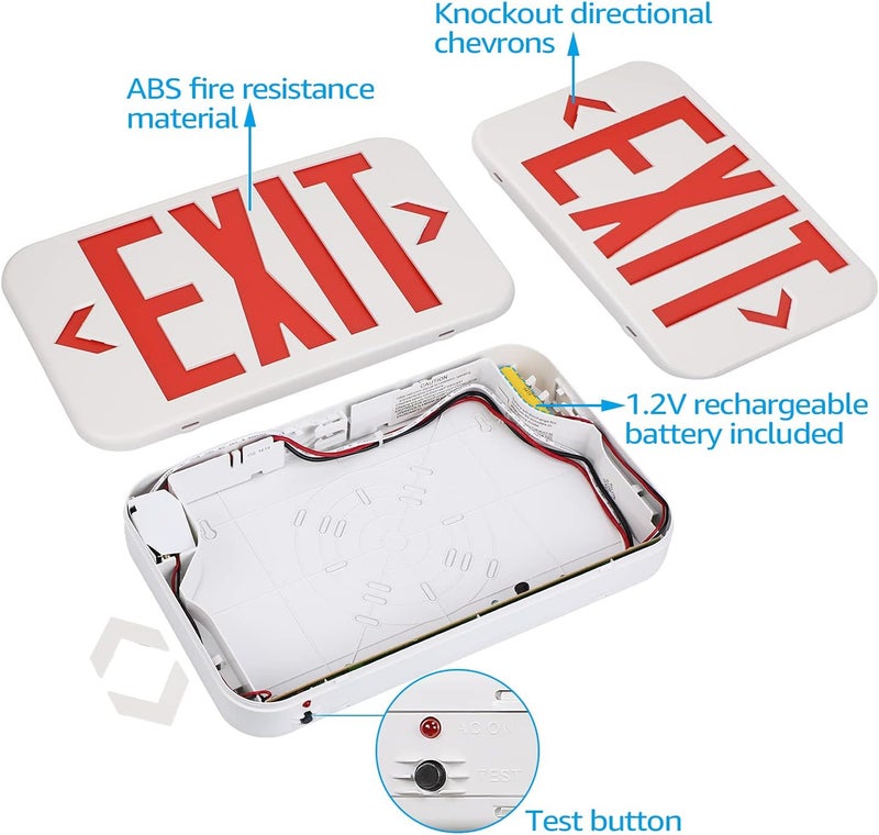 TORCHSTAR LED Exit Sign, Emergency Exit Light with Battery Backup, Double Face, UL 924, AC 120/277V, Damp Location, Hardwired Red Letter Exit Lights for Business Indoor, Pack of 4 - Image 5