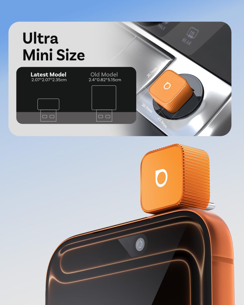 OTTOCAST 2026 New Mini Slim [USB C], 2-in-1 Wireless CarPlay Adapter & Android Auto Adapter, Plug & Play, 5s Auto-Connect Wireless Carplay Dongle for Factory Wired Cars, iPhone & Android Orange - Image 4