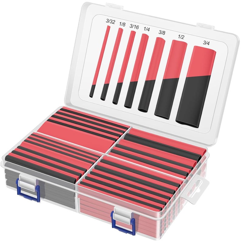 XHF 205 PCS Length 3.5" Black&Red 3:1 Waterproof Automotive Electrical Heat Shrink Tubing Assortment Kit Large Size Marine Grade Adhesive Lined Tube, Insulation Sealing - Image 1