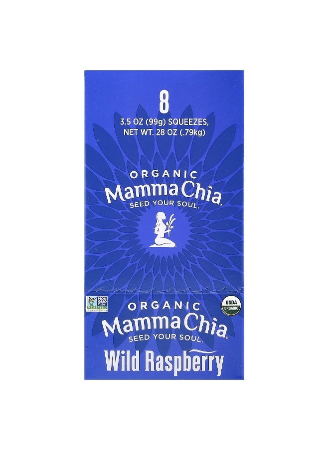 Mamma Chia Mamma Chia, Organic Chia Squeeze®, Vitality Snack, Wild Raspberry, 8 Squeezes, 3.5 oz  (99 g) Each  - Image 1