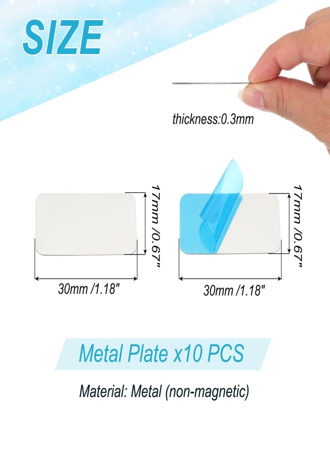 PATIKIL 17mmx30mm Metal Plate for Phone Magnet, 10pcs Rectangular Adhesive Metal Plate Replacement Stickers for Magnetic Car Mount Holder Phone Case Wall, Silver Tone - Image 2