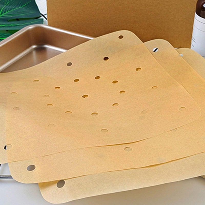 200 Pieces Air Fryer Parchment Paper Sheets 19.5 cm Disposable Non Stick Baking Paper Liners Natural Wood Pulp Multifunction Oil Absorption for Air Fryer Oven - Image 4