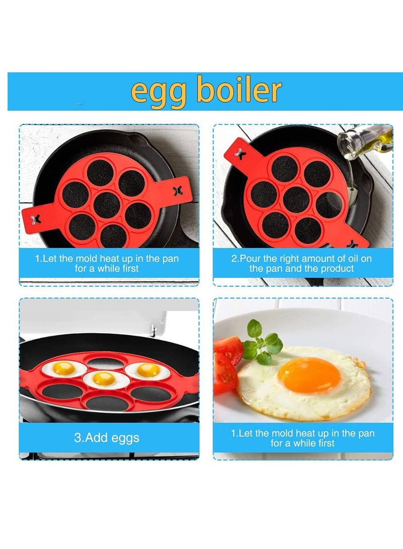 Excefore Silicone Fried Egg Mould, 3PCS Heart&Round⋆ Shape Pancakes Maker for Saving Cooking Time, Insulated Biscuit Mold Baking Stencil for Fast Easy DIY Egg/Cupcake/Pastry - Image 4