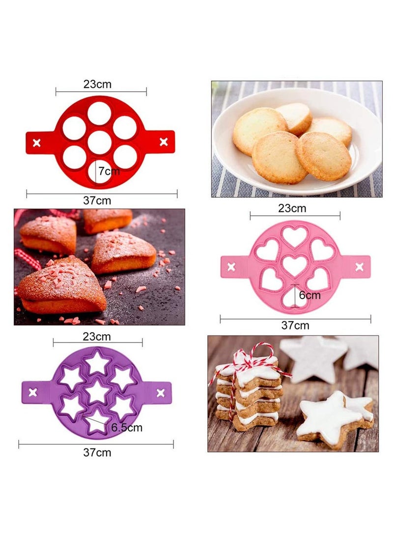 Excefore Silicone Fried Egg Mould, 3PCS Heart&Round⋆ Shape Pancakes Maker for Saving Cooking Time, Insulated Biscuit Mold Baking Stencil for Fast Easy DIY Egg/Cupcake/Pastry - Image 2