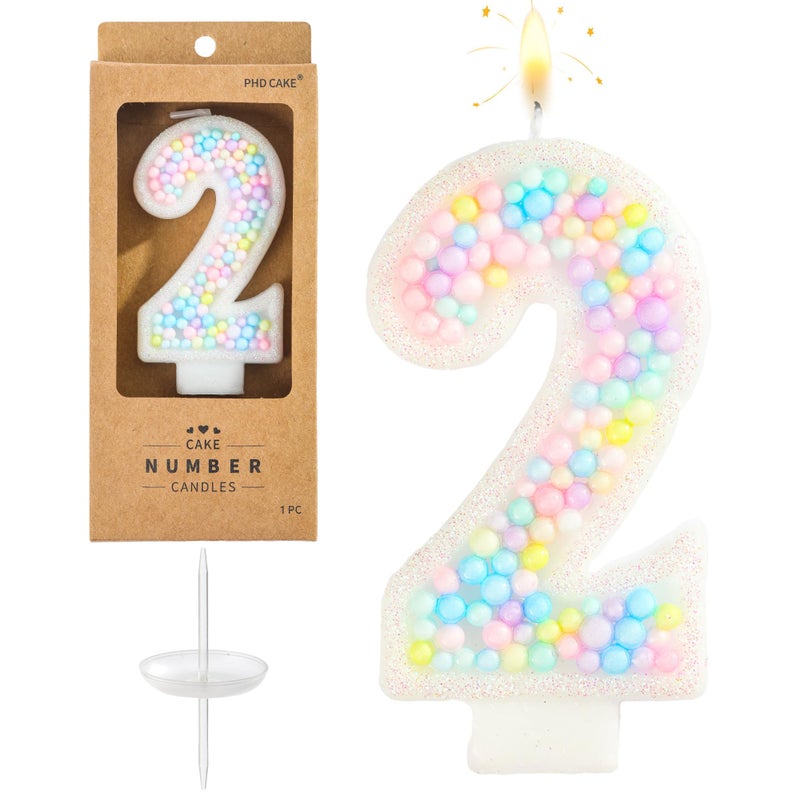 PHD CAKE Number 2 Macaron Birthday Candles, Macaron Themed Number Candles, Cake Number Candles, Party Celebration - Image 1
