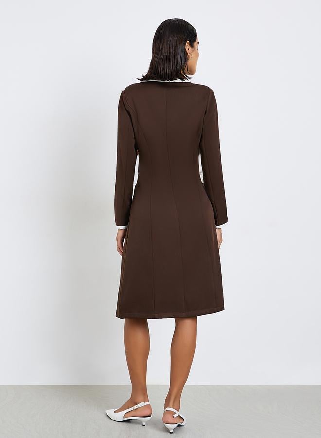 ستايلي فستان بليزر بطول الركبة وحواف متباينة - Image 4