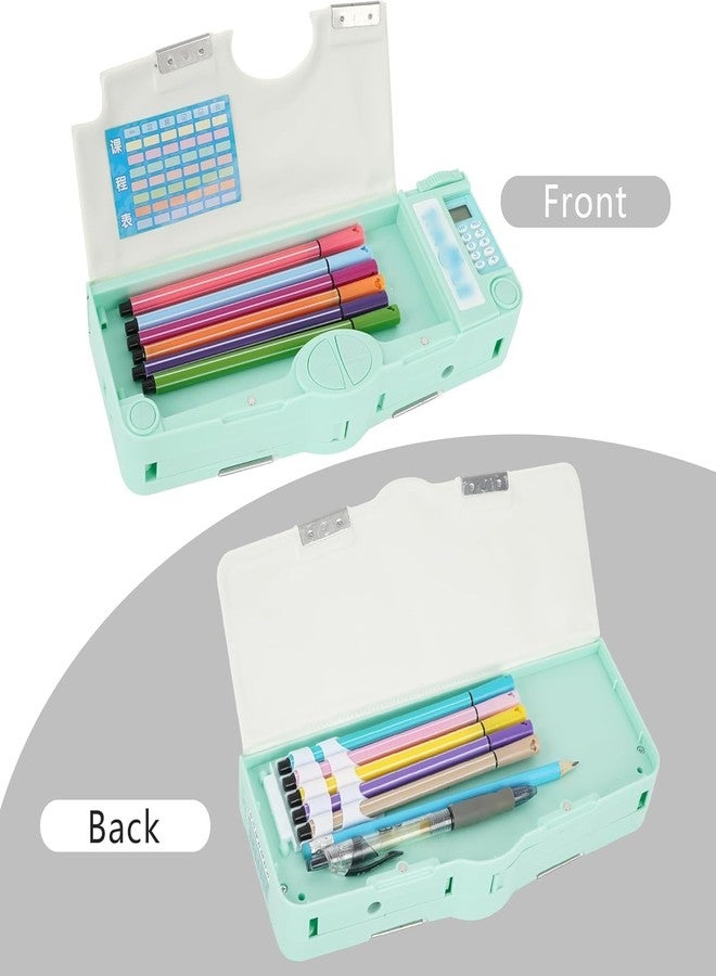 GETNAKSH Plastic Multifunctional School Pencil Box with Calculator Cute Cartoon Stationary Compass Geometry Kids with Inbuilt Scissor Ruler Eraser Magnetic Box Best (Pink Unicorn Calculator 15) - Image 5