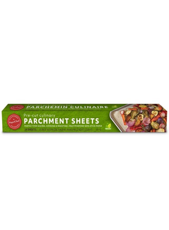 PaperChef Culinary Parchment Non-Stick Pre-cut Sheets 15x16.5", 24-ct - Image 1