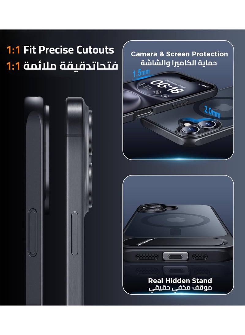 ايليجو جراب لموبايل ايفون 16 بلس من، متوافق مع ماج سيف، غطاء مغناطيسي مع حامل غير مرئي، جراب حماية ضد الصدمات، جراب خلفي بمسند غير لامع لموبايل ابل 16 بلس 6.7 بوصة (2024) (اسود) - Image 5