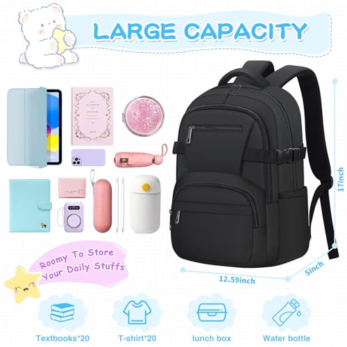 AFGWK Cute Backpack for School Girls Aesthetic Bookbag Lightweight Preppy School Bag for Teen Women Middle High School - Image 3