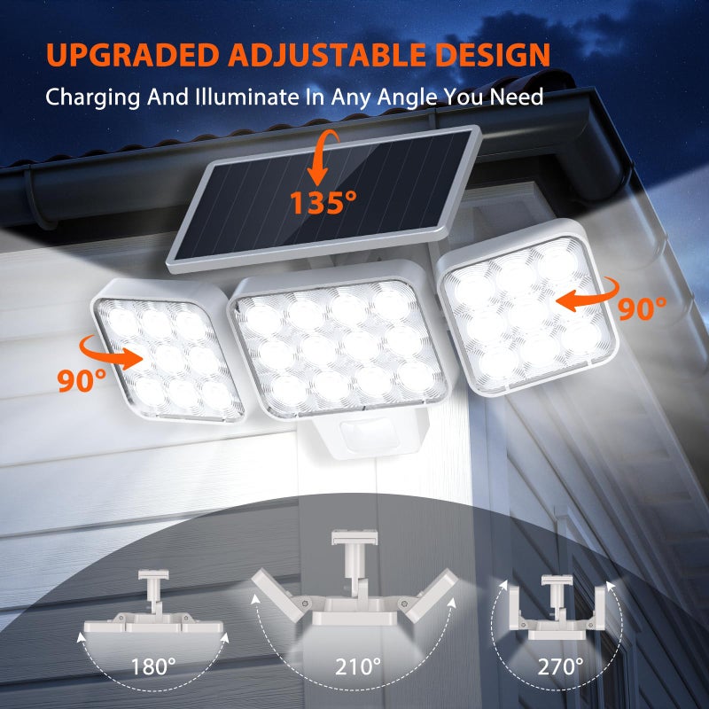 WdtPro Solar Lights Outdoor Motion Sensor, 3500LM Bright Solar Flood Lights Outdoor, Adjustable & Upgrade Glass Panel, Wireless LED Solar Powered Security Spot Lights Waterproof for Yard-2Pack, White - Image 2