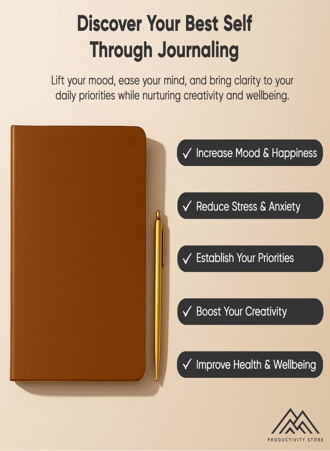 PRODUCTIVITY STORE Journal For Men & Women - Gratitude Journal & Self Care Journal With Prompts - A5 Journaling Notebook - Brown - Productivity Store - Image 5