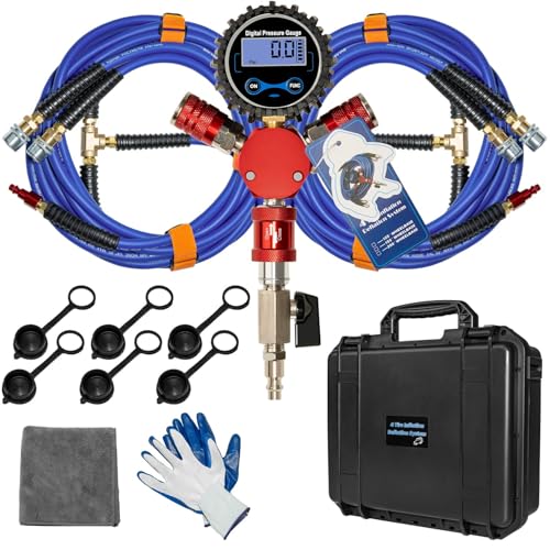 FACFUEL 4 Tire Inflation System 155 Wheelbase Rapid High Flow Off Road Tire Deflator Kit with Hard Case Universal 4 Way Tire Inflator Hose Kit for Truck Car Motorcycles Off Road Vehicles - Image 1