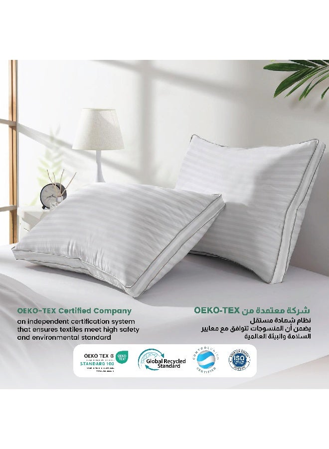 Rest Gusset Plush Stripe Pillow Queen Size ( 50X75Cm/20”X30”) Bed Pillow For Sleeping, Gusset Plushed Pillow For Back, Stomach Or Side Sleepers, Hotel Pillows With Down Alternative Filling  - Image 5