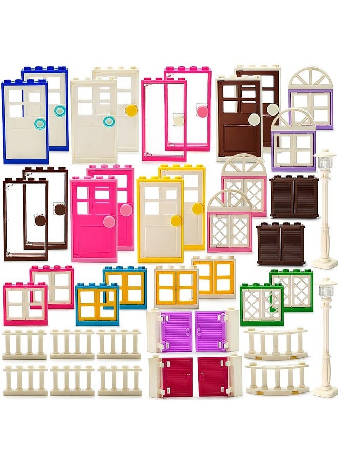 ZHX 110 Pieces Doors,Windows,Fencesand Light for MOC Creative Building BlockToys Set Street House Decoration Compatible with Classic Brick for Kids Age 6 8 10 12 Years  - Image 1