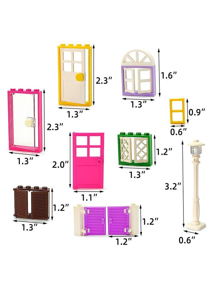 ZHX 110 Pieces Doors,Windows,Fencesand Light for MOC Creative Building BlockToys Set Street House Decoration Compatible with Classic Brick for Kids Age 6 8 10 12 Years  - Image 3