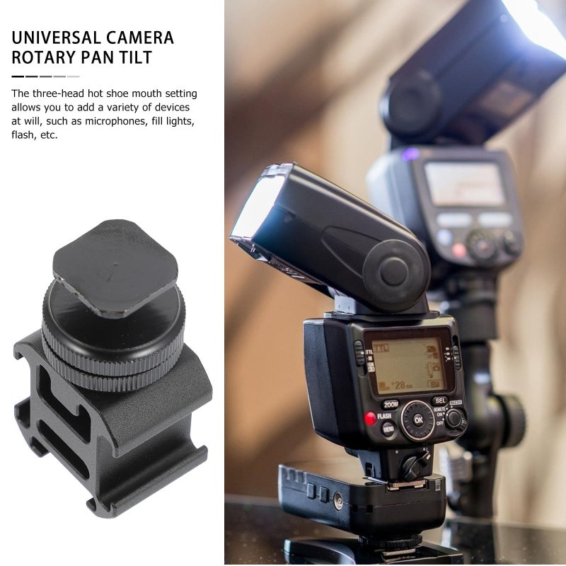 Camera Flash Bracket with Hot Shoe Mount Adapter Tripod Screw and Three Cold Shoe Mounts - Image 3