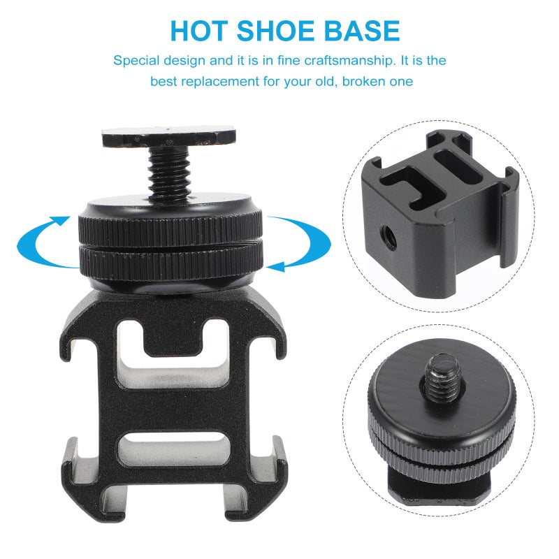 Camera Flash Bracket with Hot Shoe Mount Adapter Tripod Screw and Three Cold Shoe Mounts - Image 4