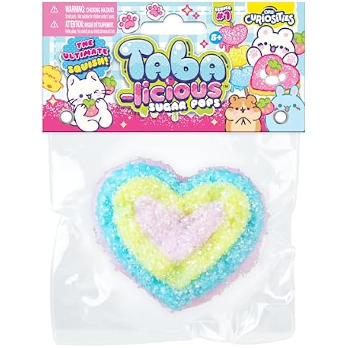 Orb Factory ORB Tabalicious Sugar Pops TABA Squishy Rainbow Heart Toy - Pink, Blue, Yellow Heart with Sparkles - Soft, Sticky TABA Squishies - Fun Squishy Stress Ball Toys - Kawaii Fidget Toys for Kids, Adults - Image 5