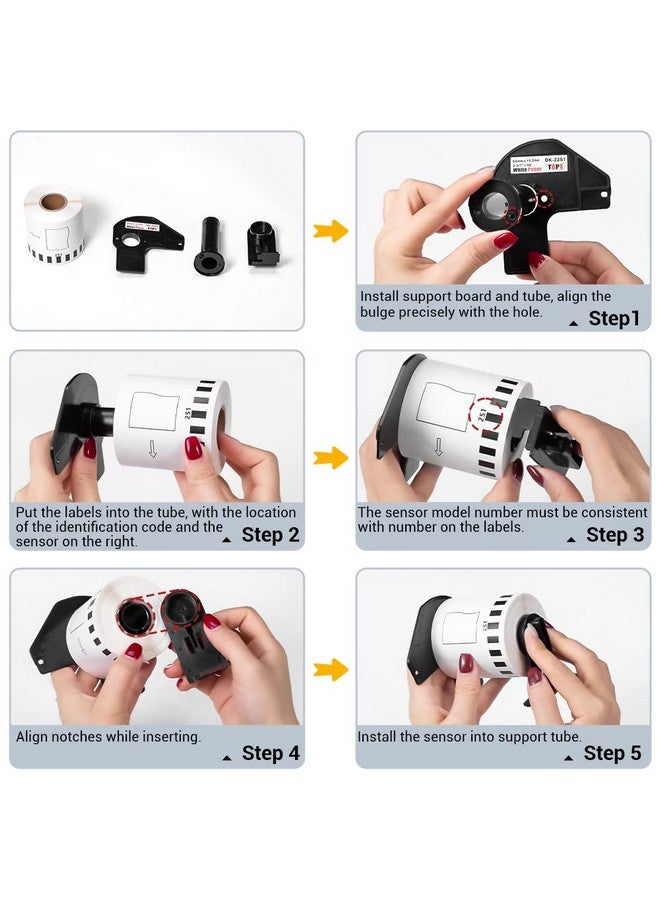 ماركدومين شريط لاصق متواصل بطول 6 لفات من MarkDomain باللونين الأسود والأحمر DK-2251 بديل لشريط ورق أبيض DK 2251 مقاس 2.4 بوصة × 50 قدمًا متوافق مع QL-800 وQL-810W وQL-820NWB - Image 4