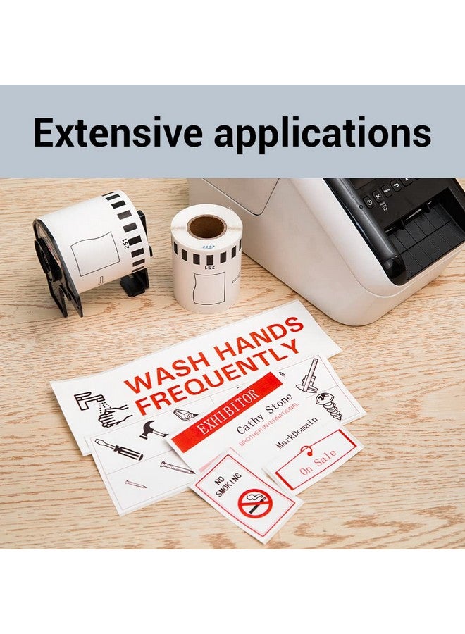 ماركدومين شريط لاصق متواصل بطول 6 لفات من MarkDomain باللونين الأسود والأحمر DK-2251 بديل لشريط ورق أبيض DK 2251 مقاس 2.4 بوصة × 50 قدمًا متوافق مع QL-800 وQL-810W وQL-820NWB - Image 5