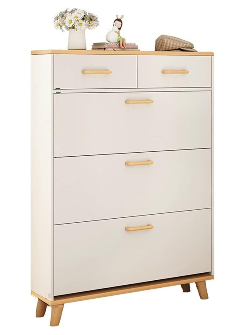 DubaiGallery 4-Tier Household Upgraded Tipping Bucket Design Shoe Rack With Drawers Large Space Shoe Organizer Cabinet Storage 15mm Thick Wood Rack 60 x 17 x 125 Centimeter  - Image 4