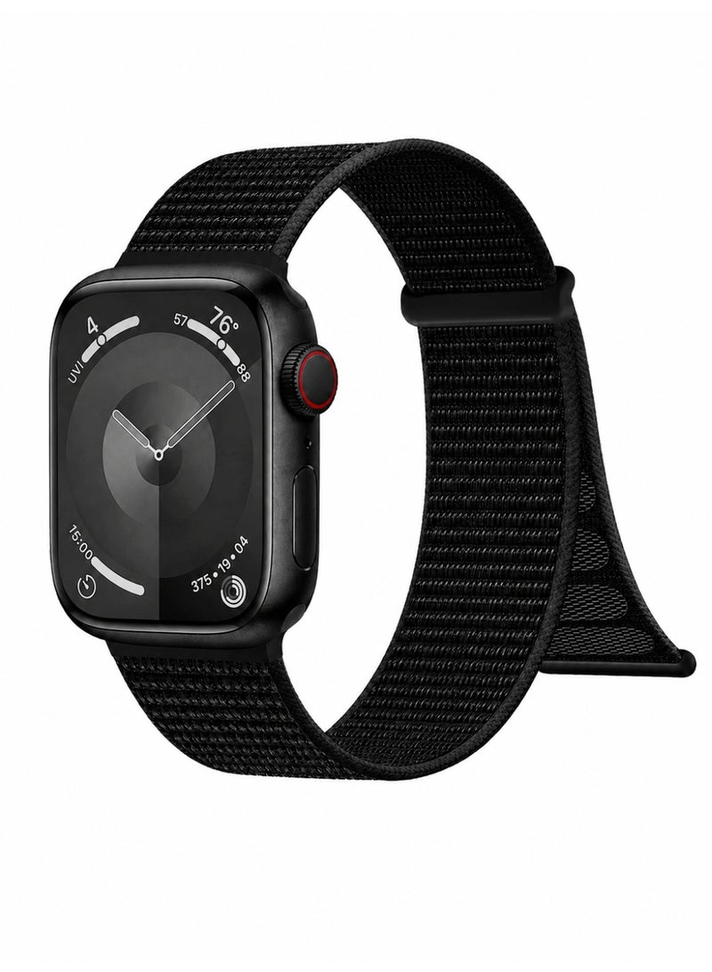 Nylon Straps Compatible with Apple Watch,For 38mm/40mm/41mm/42mm(S10,S11), Hook &Loop Soft Breathable Adjustable band for iWatch Series 11/10/9/8/7/6/5/4, SE3/SE2/SE, Black - Image 1