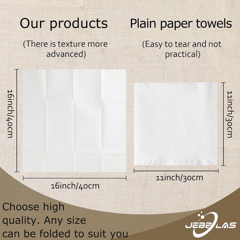 Jebblas Disposable Cloth Like Napkins, Built-in Flatware Pocket, Wedding Party Linen Feel White Napkin, Prefolded for Silverware,150 Count (150 Pack) - Image 2