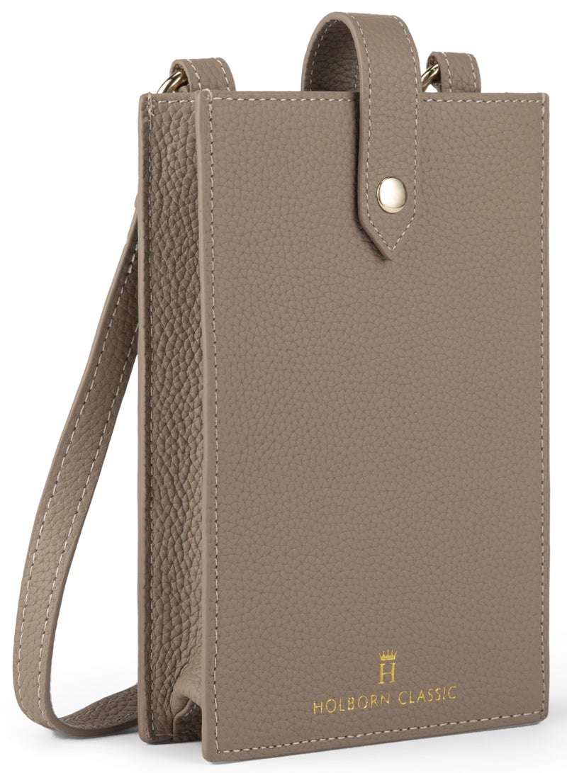 HOLBORN CLASSIC Bella Travel Pouch With Phone Compartment For Women - Grey, Leather Phone Pouch Bags, Crossbody Phone Bag, Genuine Leather - Image 2