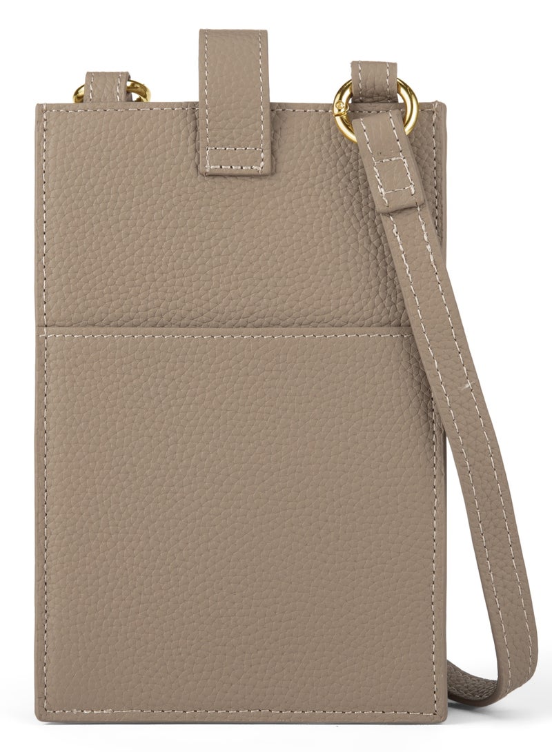 HOLBORN CLASSIC Bella Travel Pouch With Phone Compartment For Women - Grey, Leather Phone Pouch Bags, Crossbody Phone Bag, Genuine Leather - Image 3