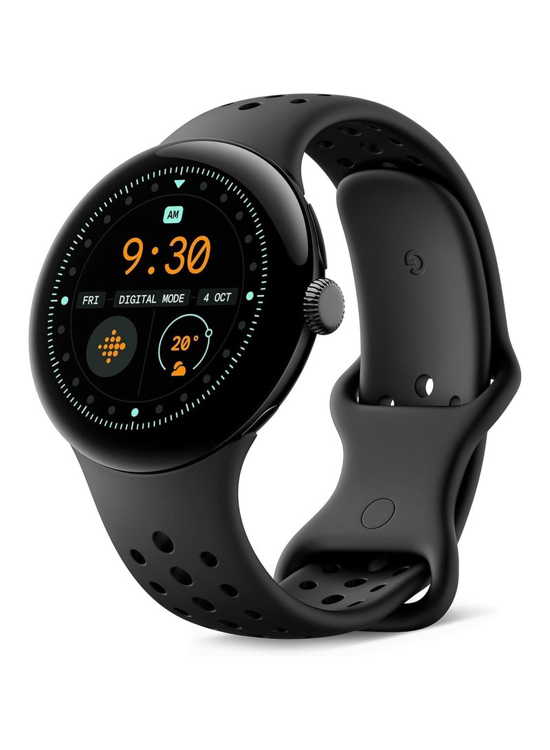 Google Pixel Watch 3 (45mm) - Android Smartwatch with Heart Rate Tracking, Advanced Running from Fitbit, Fitness Insights, 24-Hour Battery - Matte Black Aluminium Case - Obsidian Band - Wi-Fi Black - Image 2