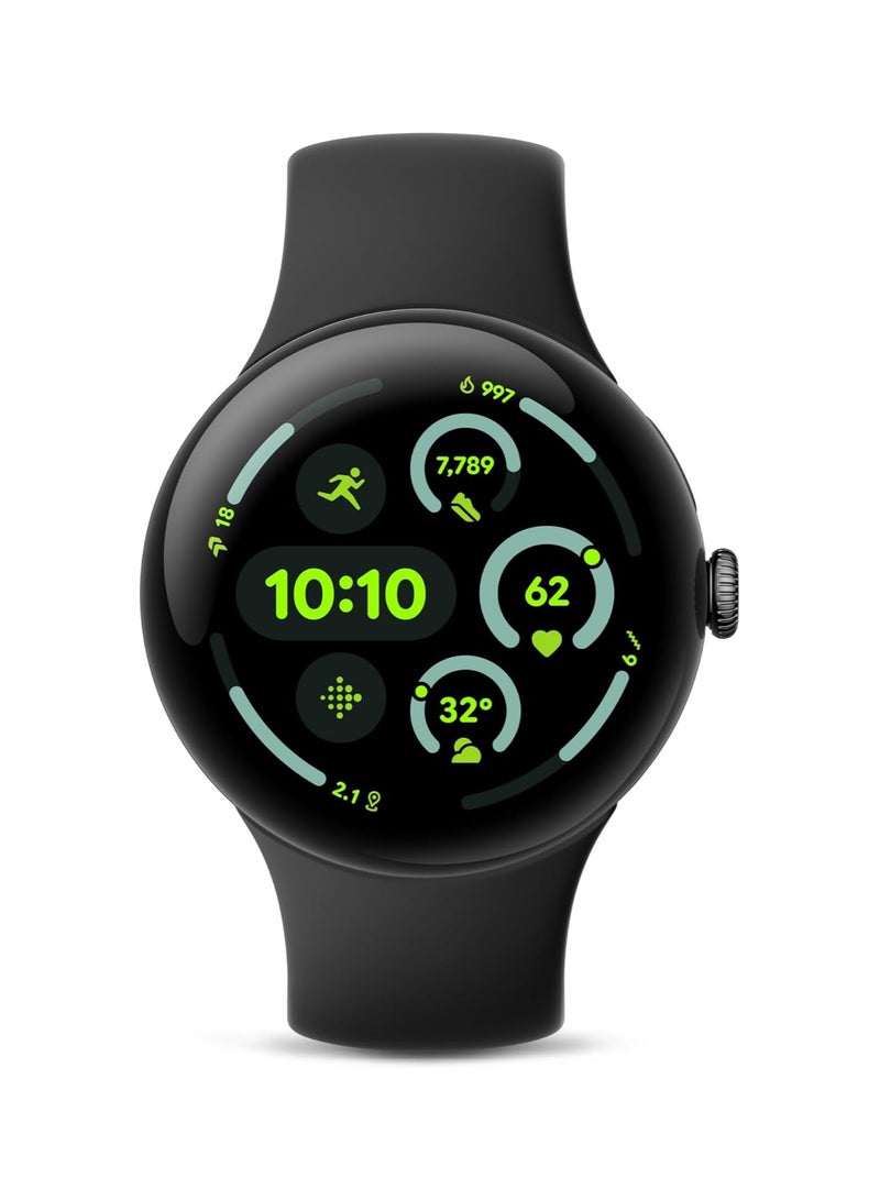 Google Pixel Watch 3 (45mm) - Android Smartwatch with Heart Rate Tracking, Advanced Running from Fitbit, Fitness Insights, 24-Hour Battery - Matte Black Aluminium Case - Obsidian Band - Wi-Fi Black - Image 1