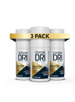 CERTAIN DRI Certain Dri Prescription Strength Clinical Antiperspirant Roll-On Deodorant, Hyperhidrosis Treatment for Men & Women, Unscented, 1.2 Fl oz, 3 Pack  - Image 1