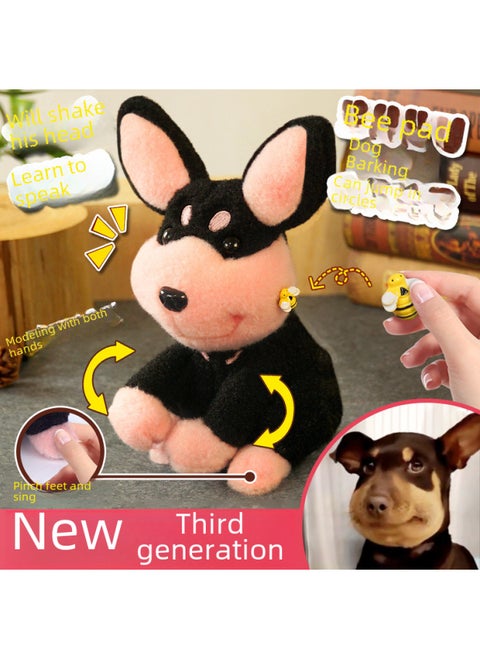 Children's Net Red Electric Bee Dog Learning To Speak And Singing Can Call Rotating Plush Toy Doll Boys And Girls-Color:Bee Dog (learn To Speak, Sing, Bee Ding Function)-Specifications:Send Charging Cable + Bee