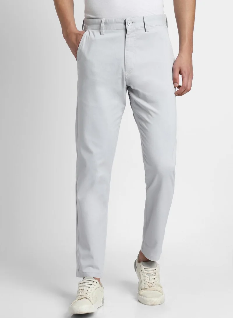 Dennis Lingo Regular Fit Light Grey Chinos Pants For Men