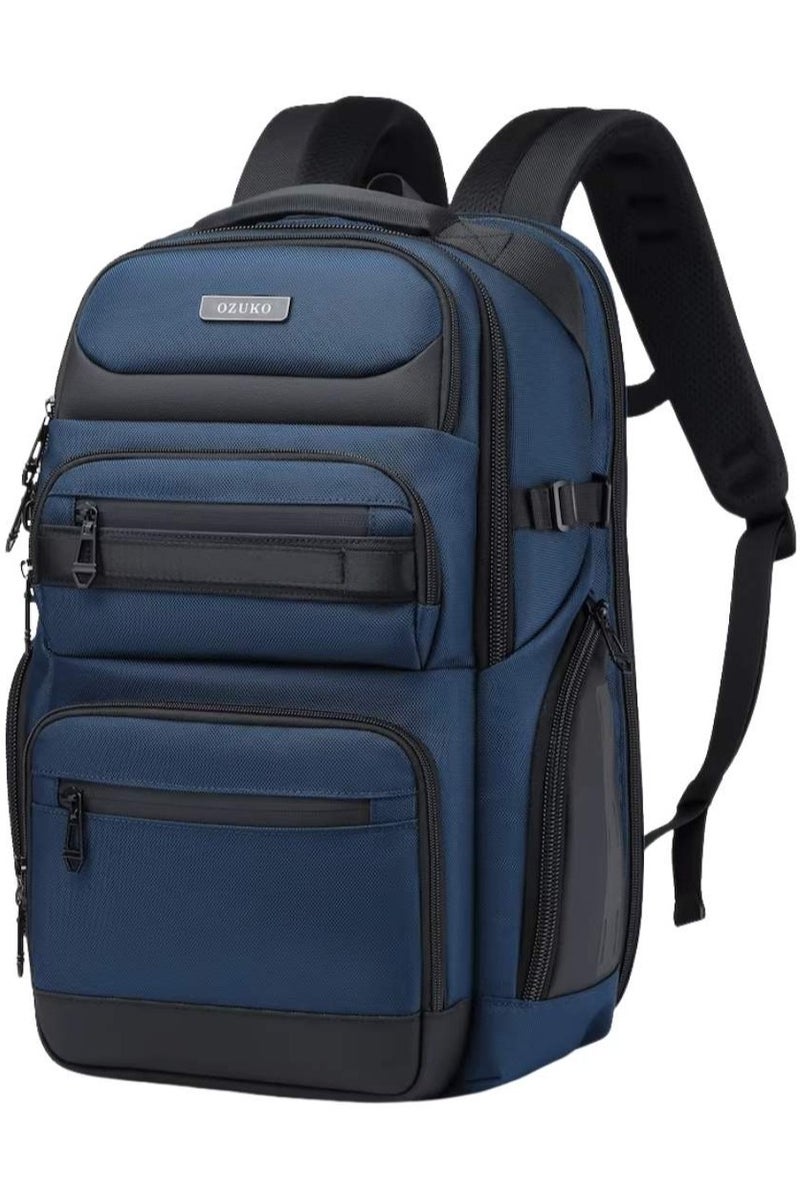 OZUKO 9772S Waterproof Travel Laptop Backpack – High-Capacity Business Bag, Blue - Image 1
