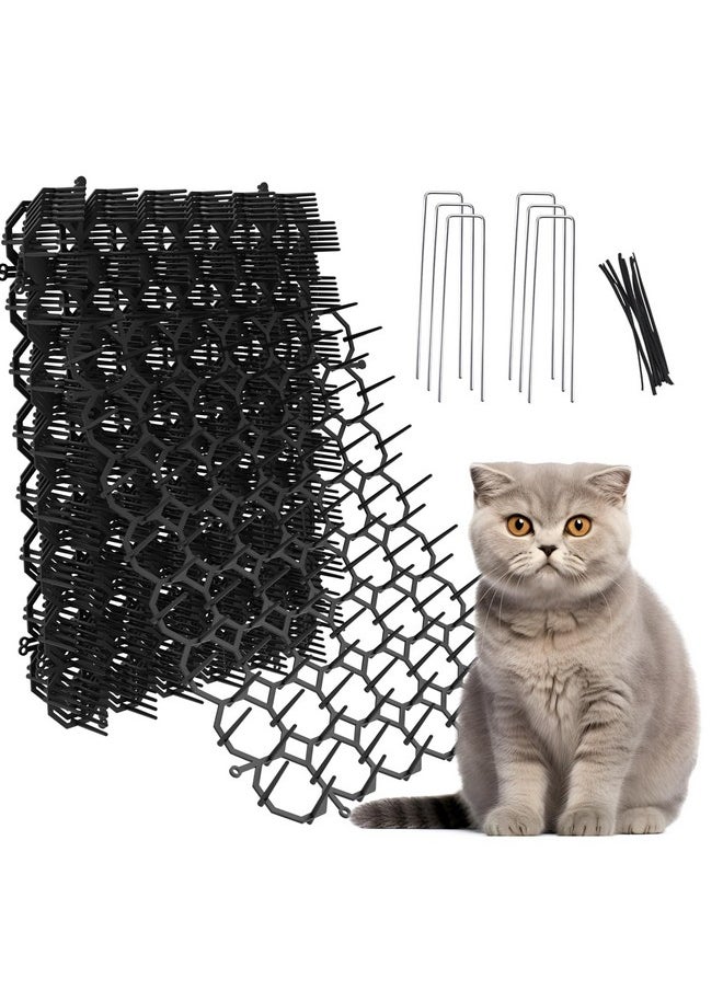 OCEANPAX - 8.5 X 6.5 Inch Scat Mat For Cats With 6 Garden Staples & 6 Ties, 12 Pack Cat Deterrent Mat For Garden Fence & Animal Barrier - Image 1