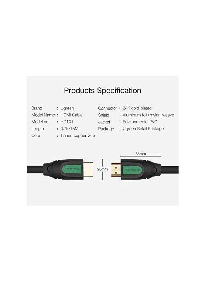 Ugreen HDMI Round Cable 10129 2m - Yellow/ - Image 2