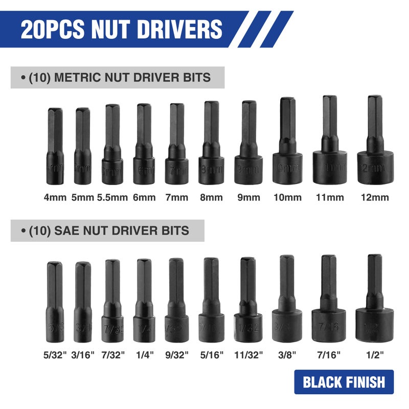 WORKPRO 61PC Magnetic Screwdriver Bits & Nut Driver Set with Organizer Bag, DIY Tools & Equipment for Men Women Mechanic, Herramientas Tool Bit Kit Home Improvement Gift, Metric & SAE - Image 2