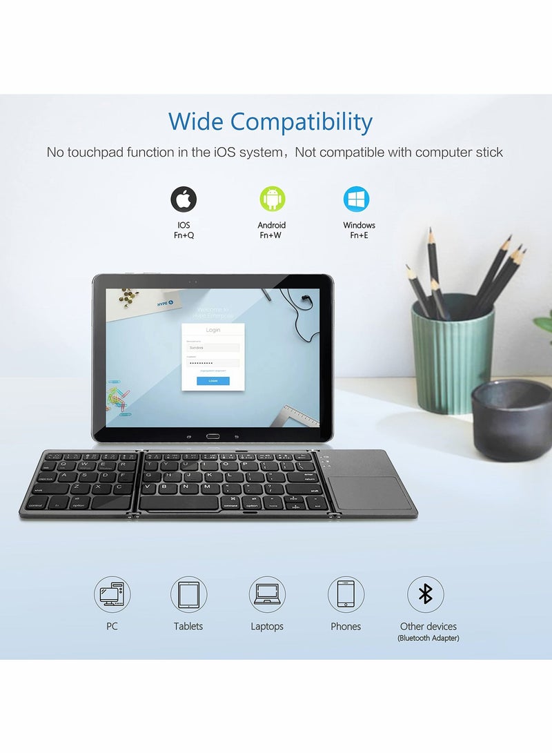 Y&D Foldable Bluetooth Keyboard, Wireless Keyboard with Touchpad - Image 2
