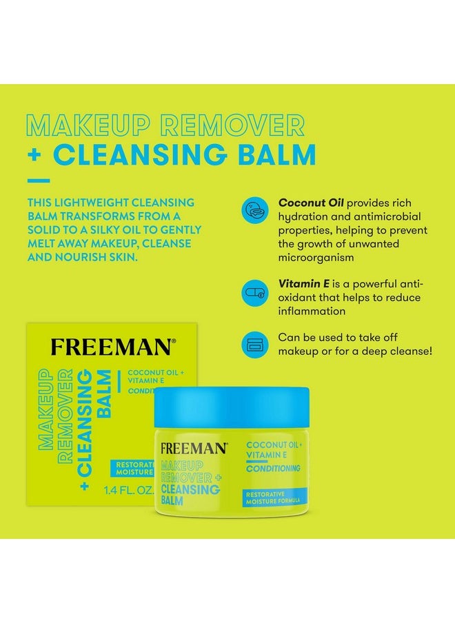 Freeman - Restorative Makeup Remover + Cleansing Balm Moisturizing & Conditioning Coconut Oil & Vitamin E Lightweight Formula Gently Removes Makeup & Cleanses Skin 1.4 Fl.Oz./ 42 Ml Jar - Image 1