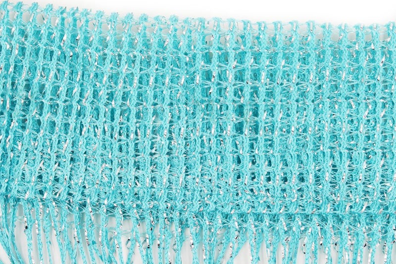Eyotool 1x2 M Door String Curtain Rare Flat Silver Ribbon Thread Fringe Window Panel Room Divider Cute Strip Tassel for Wedding Coffee House Restaurant Parts, Blue - Image 2