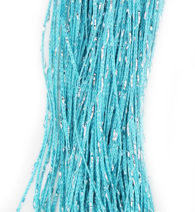 Eyotool 1x2 M Door String Curtain Rare Flat Silver Ribbon Thread Fringe Window Panel Room Divider Cute Strip Tassel for Wedding Coffee House Restaurant Parts, Blue - Image 3