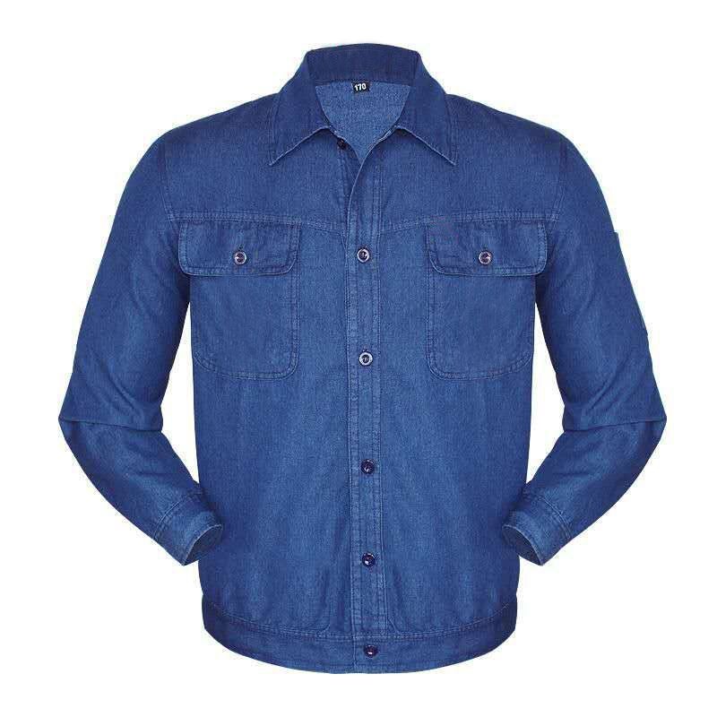 Summer Overalls Men'S Suit Jacket Pants Thin Long Short Sleeve Denim Breathable Wear-Resistant Anti-Scald Welding Work Protection Clothing - Image 1